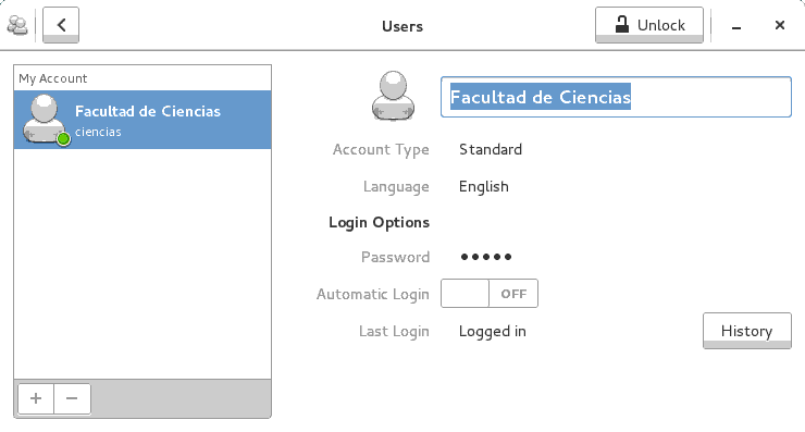 System Settings ⇒ Users ⇒ Username